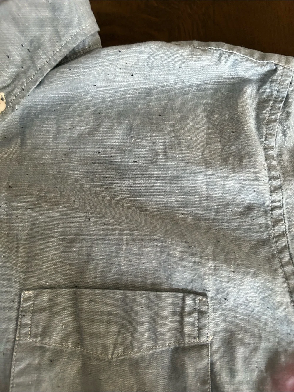 J. Crew light blue with speckled print short sleeve button down